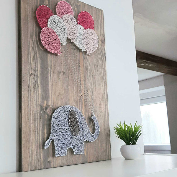 Fadenbild DIY-Set "Elefant mit Ballons"