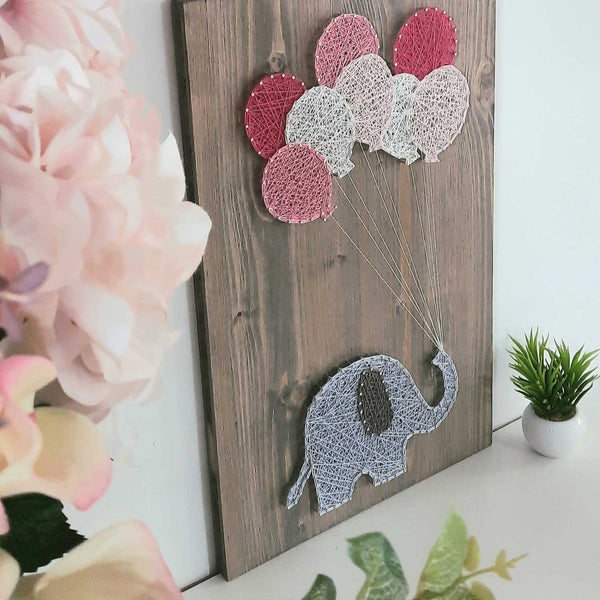 Fadenbild DIY-Set "Elefant mit Ballons"