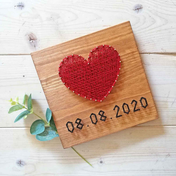 Fadenbild DIY-Set "Herz mit Datum"