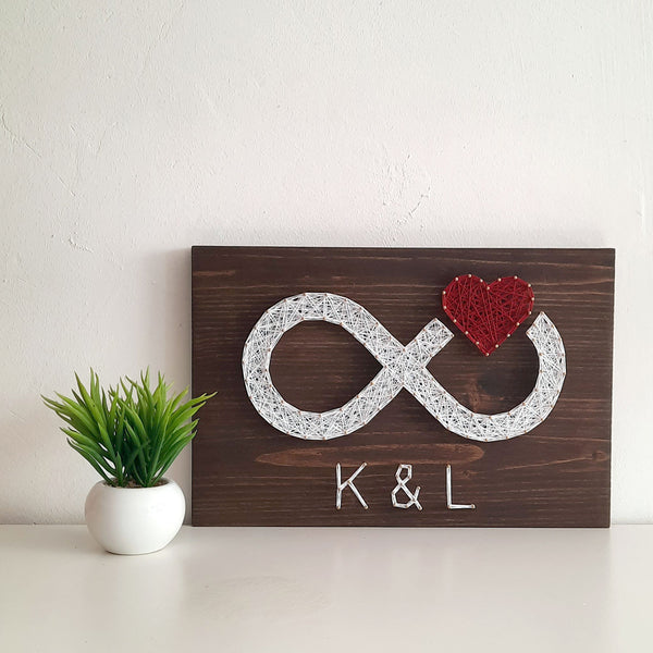 Fadenbild DIY-Set "Unendlich Herz mit Text"