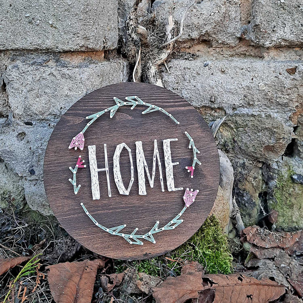 Fadenbild DIY-Set "Home mit Blumen"