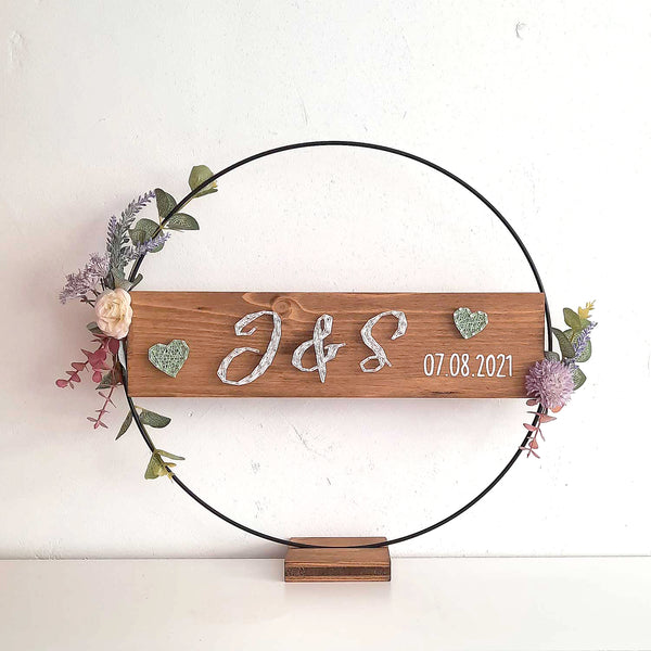 Fadenbild Flower Loop "Initialen mit Datum"