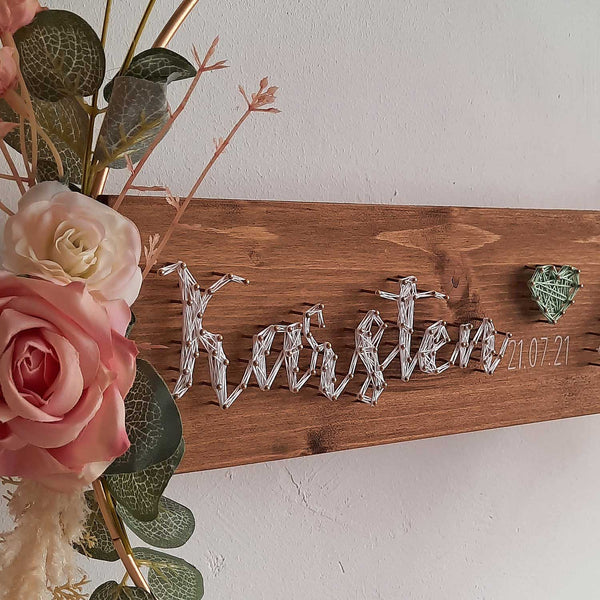 Fadenbild Flower Loop "Namen mit Datum"