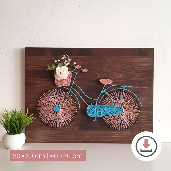 Fadenbild Vorlage "Fahrrad" digital als PDF zum Ausdrucken