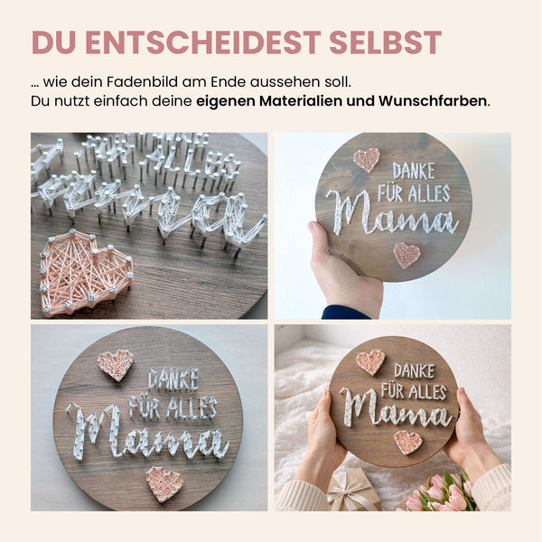Fadenbild - Fadenbild Vorlage „Danke für alles Mama" (digital, PDF)