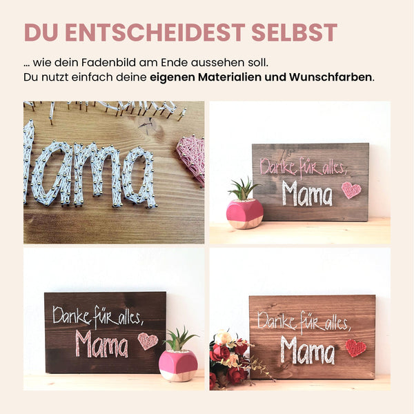 Fadenbild - Fadenbild Vorlage „Danke für alles, Mama“ (digital, PDF)