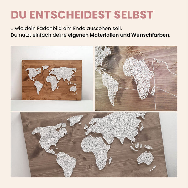 Fadenbild - Fadenbild Vorlage „Weltkarte“ (digital, PDF)